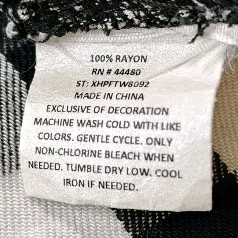 Fourteen Place Tasseled Tie Wrap Shirt Woman XL Black Patchwork Plaid Preppy New - Picture 7 of 13